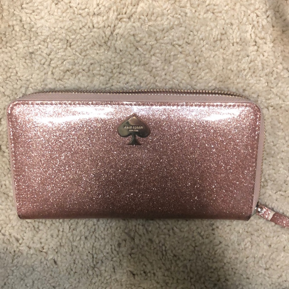 Kate spade glitter rose gold wallet